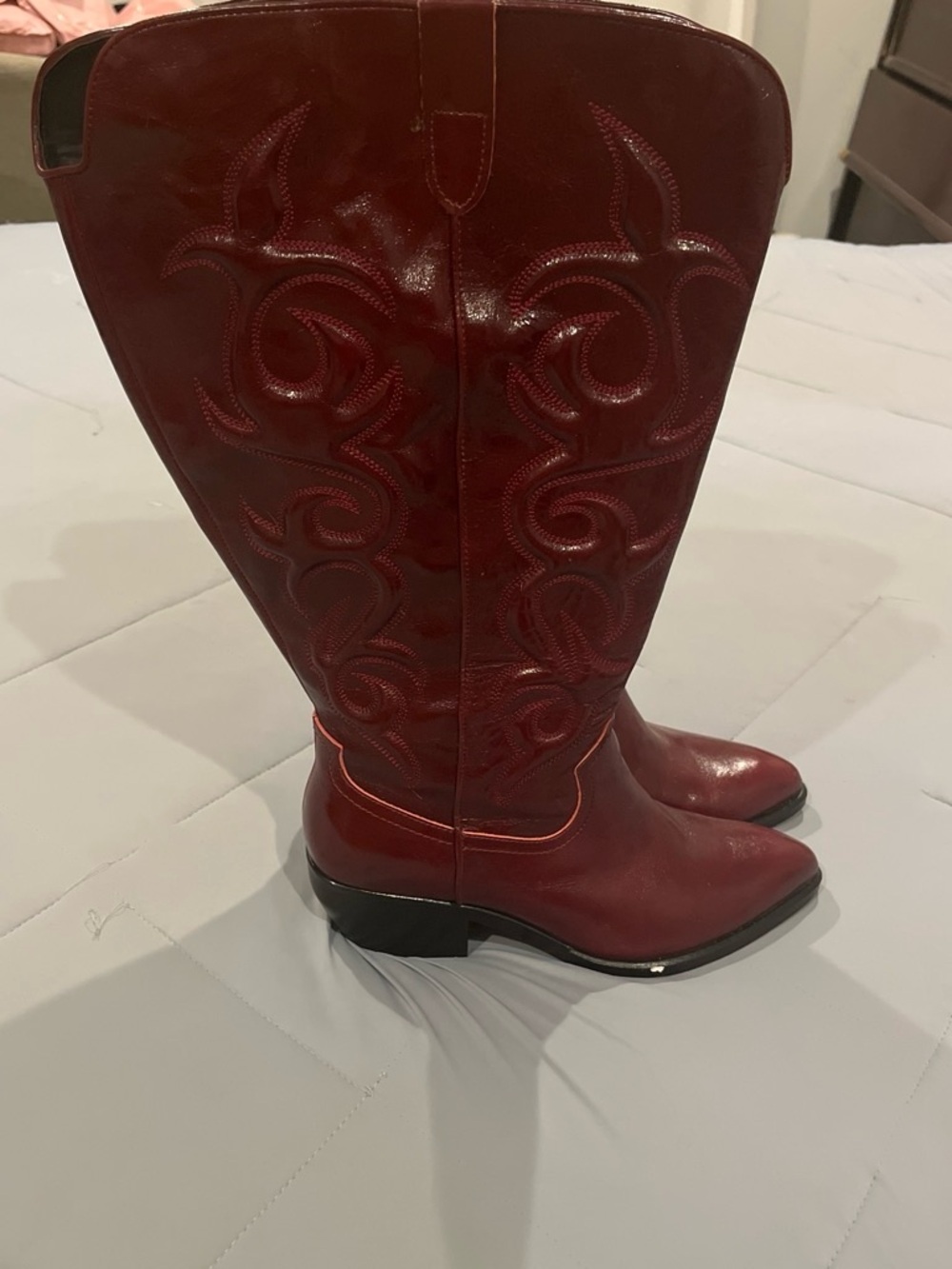 Dolce Vita Red Embroidered Western Heeled Boots